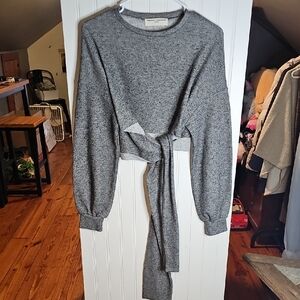 Project Social T Gray Tie-Front Sweatshirt